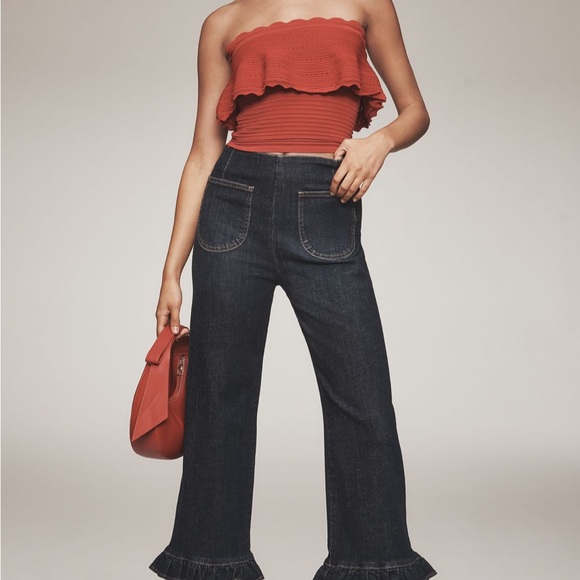 Maeve Colette Ruffle Hem Crop Wide Leg Jeans size 26 - Picture 8 of 15